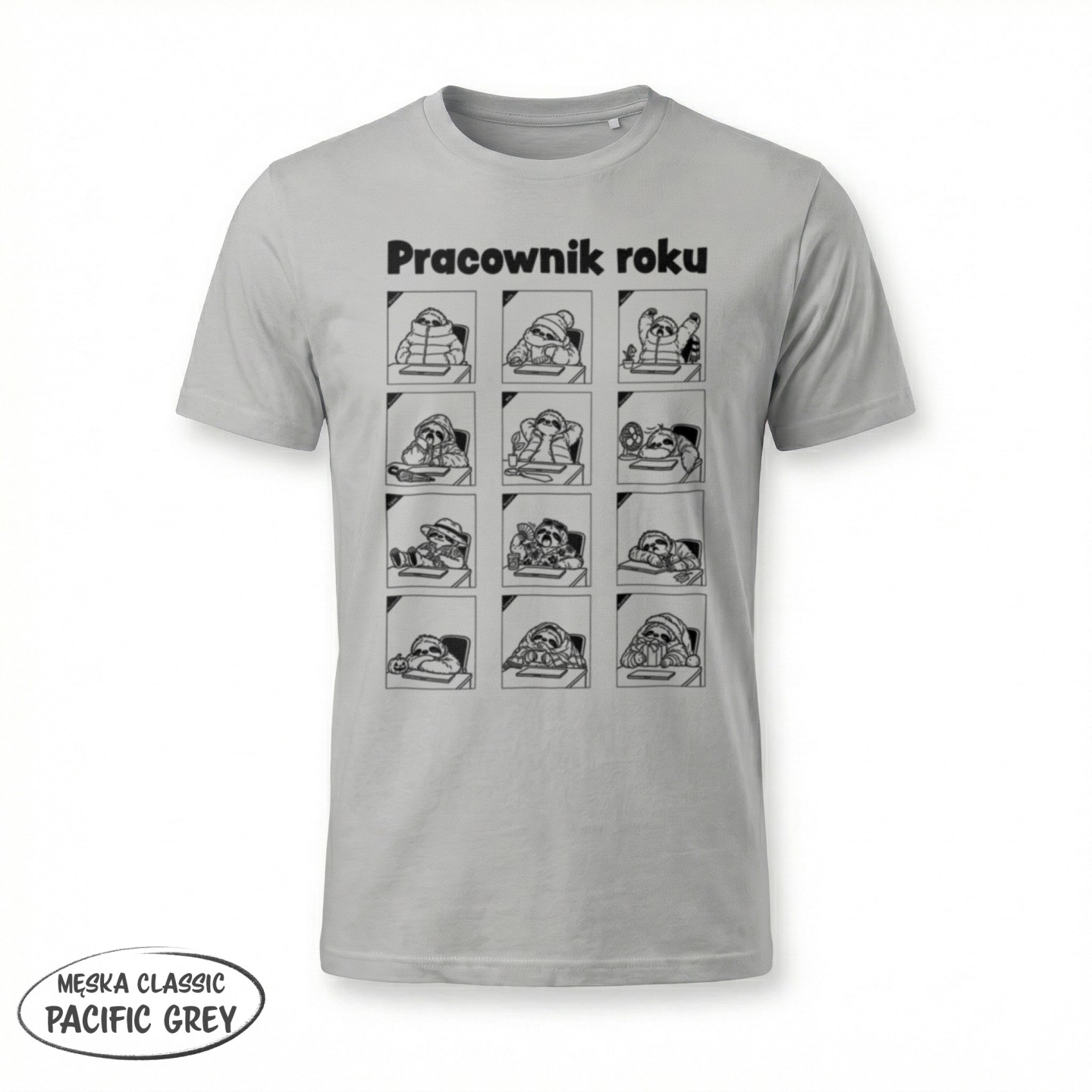 Koszulka Pracownik roku z leniwcem w 12 miesiącach