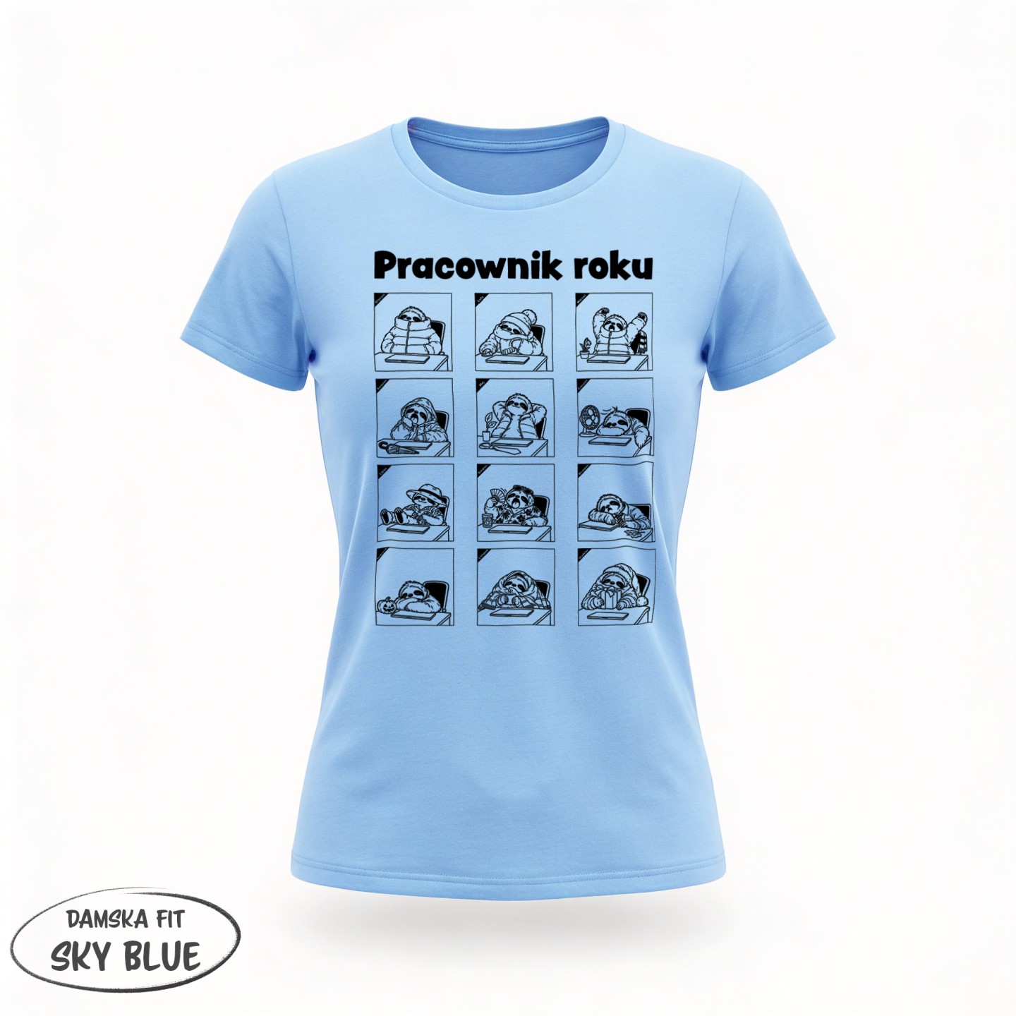 Koszulka Pracownik roku z leniwcem w 12 miesiącach