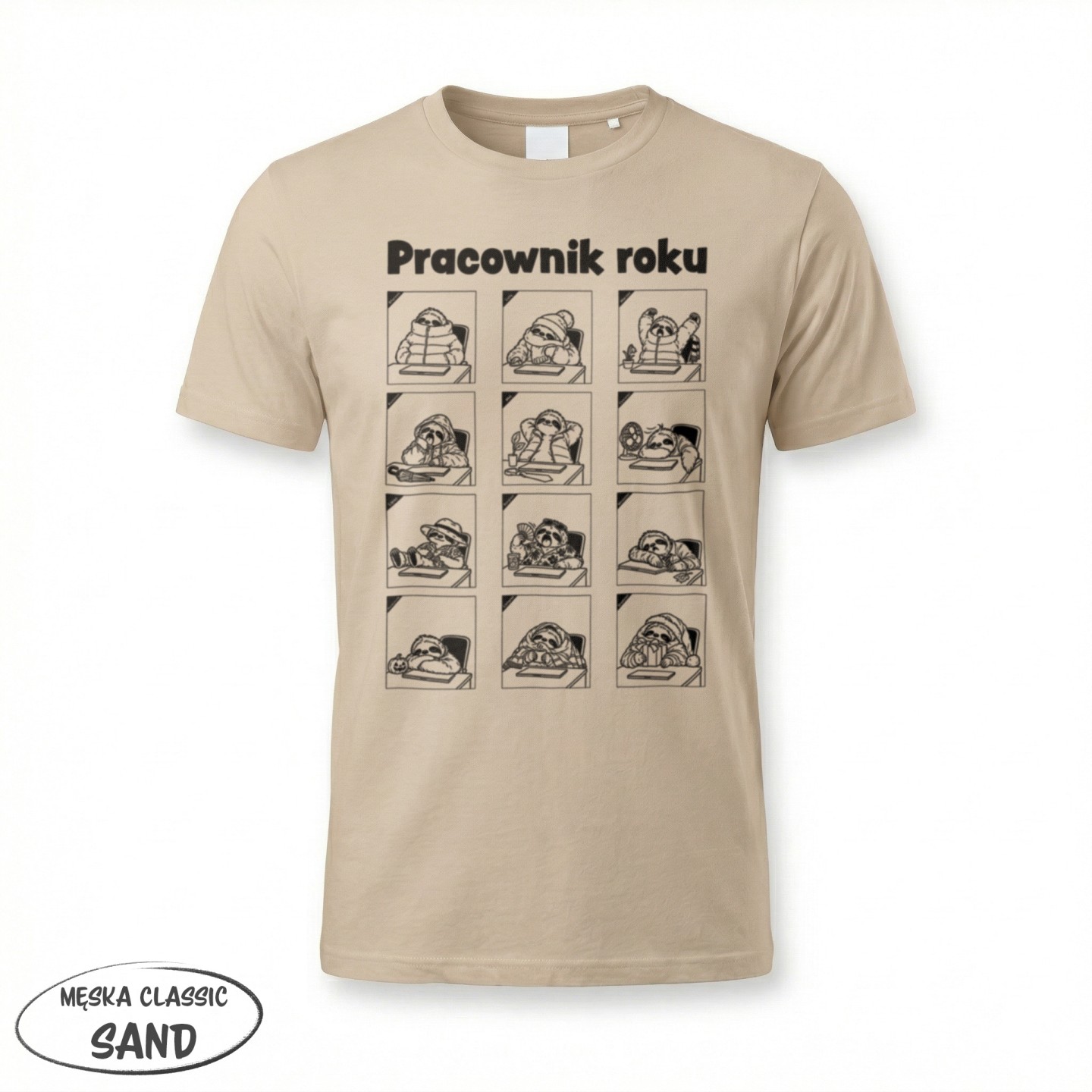 Koszulka Pracownik roku z leniwcem w 12 miesiącach