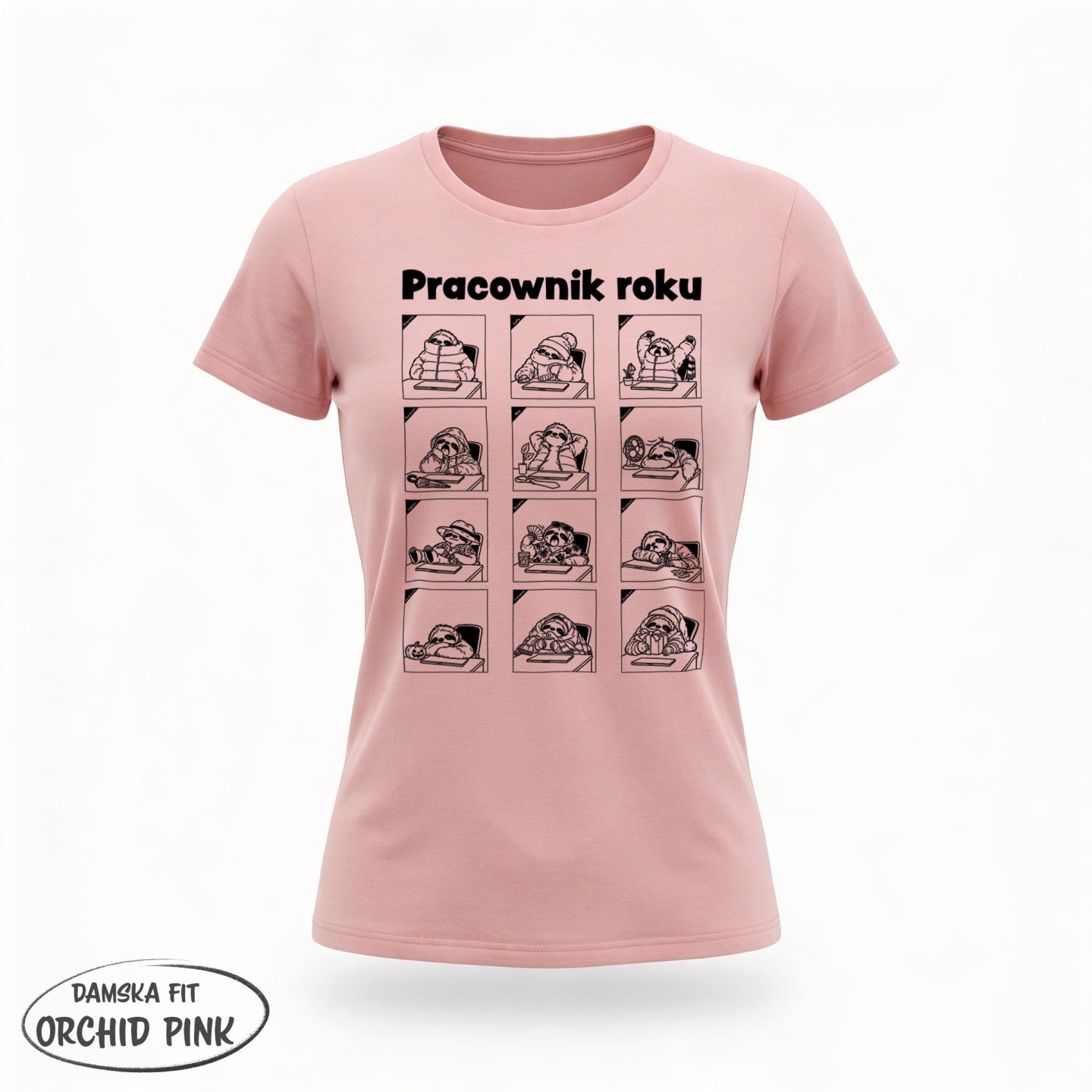 Koszulka Pracownik roku z leniwcem w 12 miesiącach