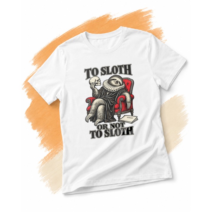 Koszulka z leniwcem w stroju Hamleta i czaszką