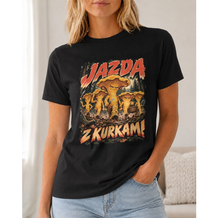 T-shirt z grafiką walecznych kurek w lesie