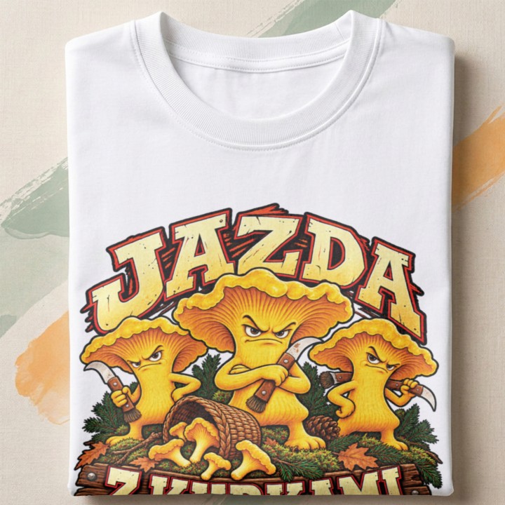 T-shirt z zabawnym motywem grzybów kurek