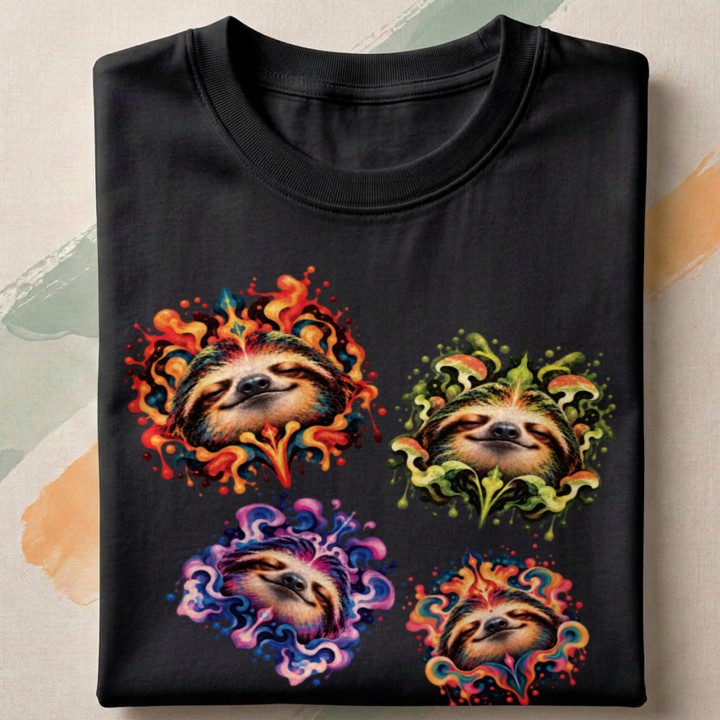 T-shirt z motywem medytującego leniwca