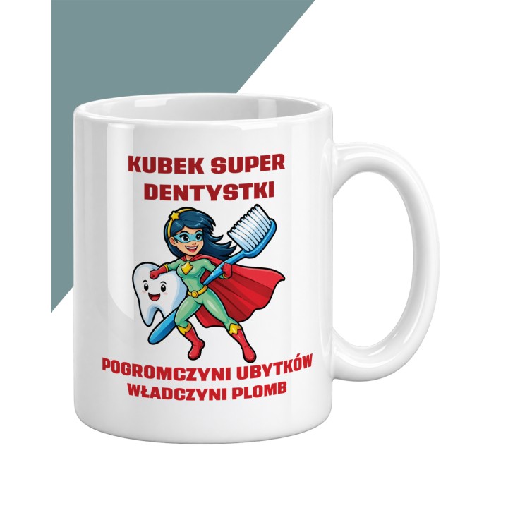 Kubek dla dentystki z nadrukiem superbohaterki