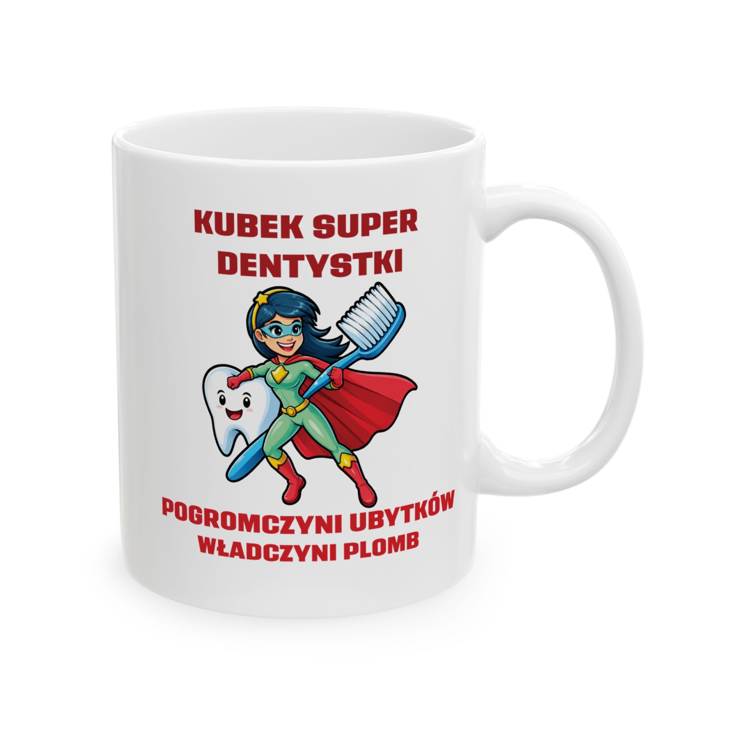 Kubek dla dentystki z nadrukiem superbohaterki