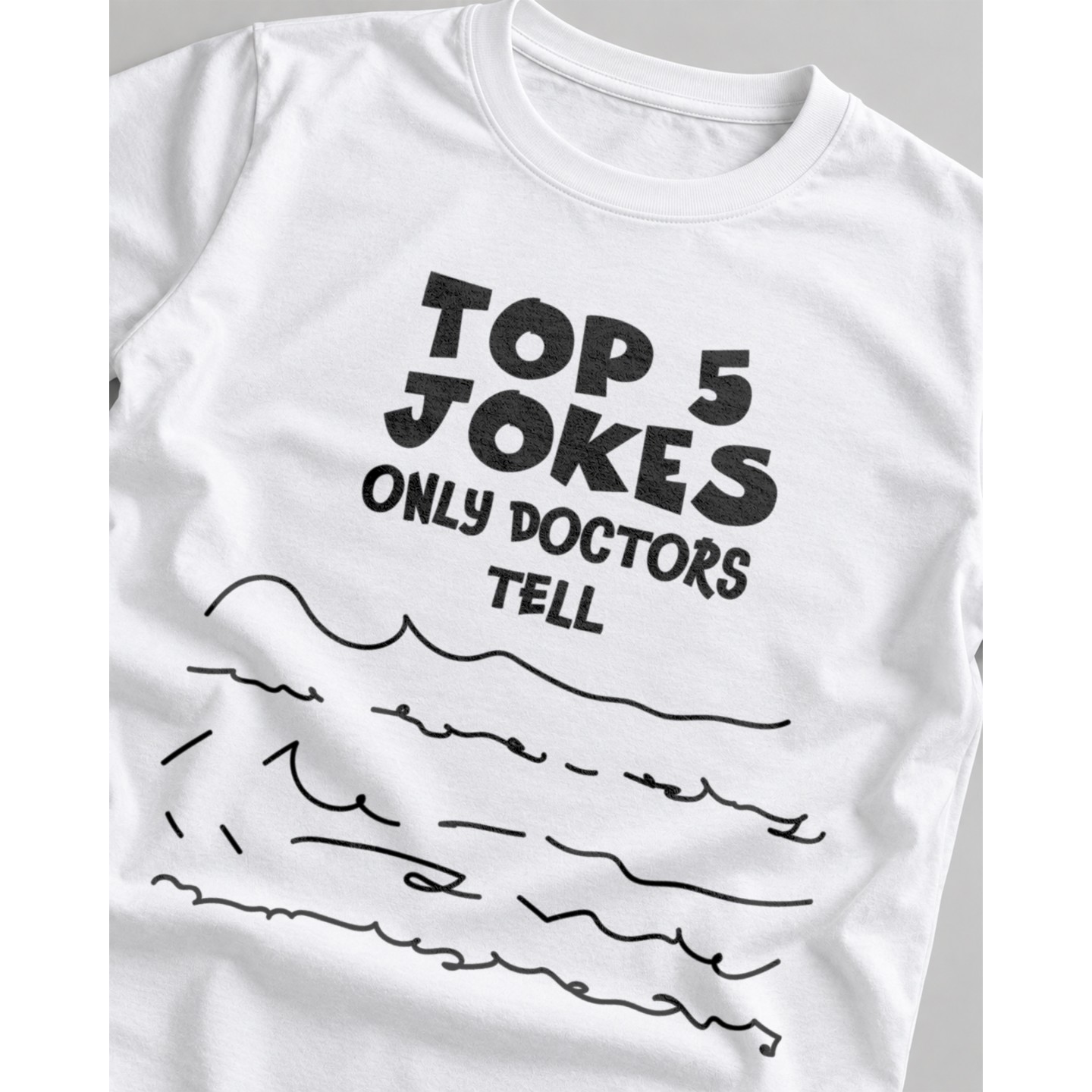 Koszulka dla lekarza Top 5 Jokes | Śmieszny nadruk pismo medyka – Damska fit biała