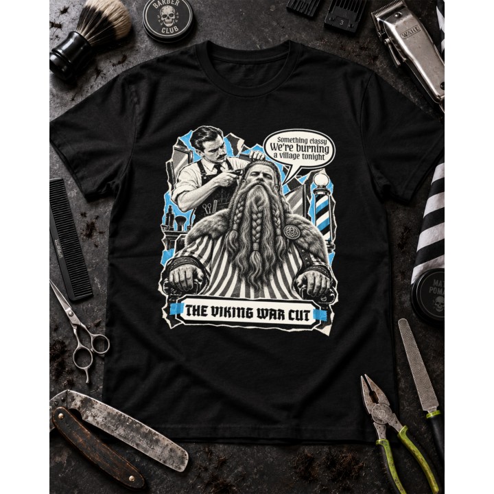 Koszulka z wikingiem u barbera – The Viking War Cut