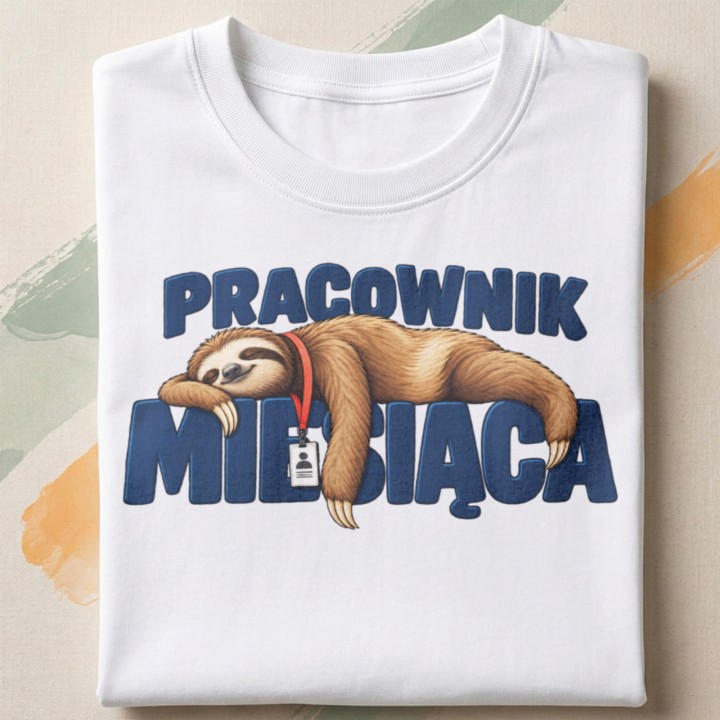Śmieszna koszulka do pracy z leniwcem