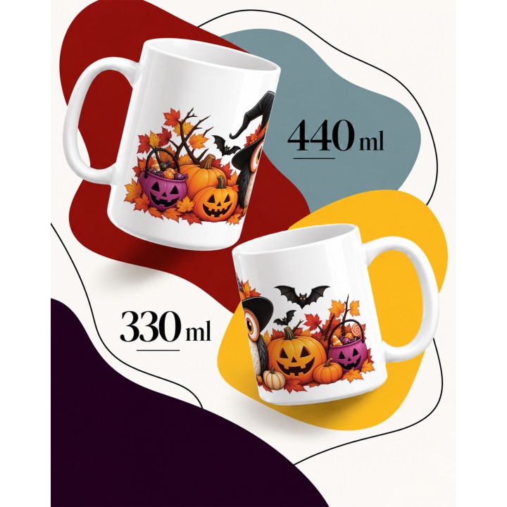 Kubek ceramiczny z motywem Halloween i dyniami
