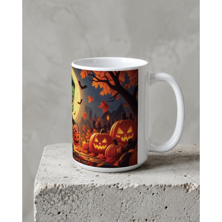 Kubek halloweenowy z lampionami z dyni