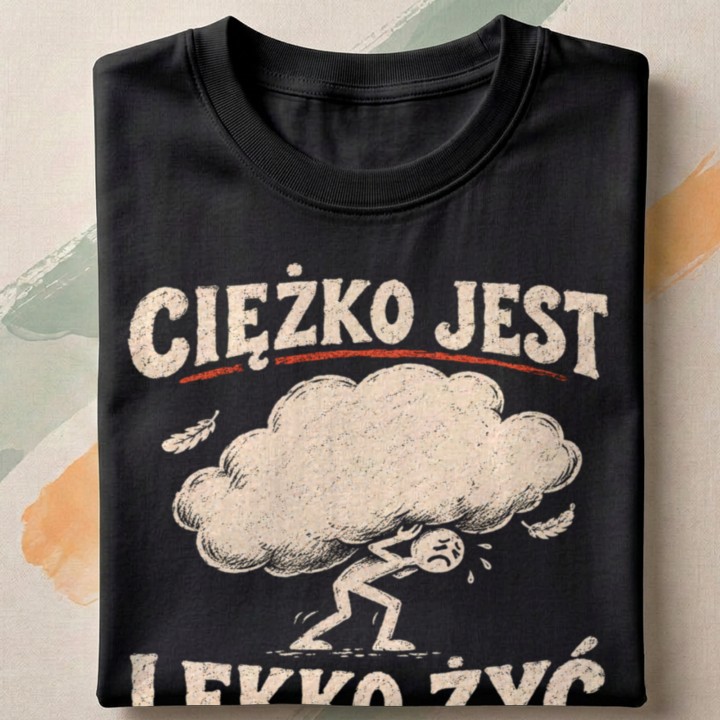 Koszulka z postacią dźwigającą chmurę