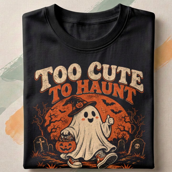 Koszulka na Halloween z uśmiechniętym duchem