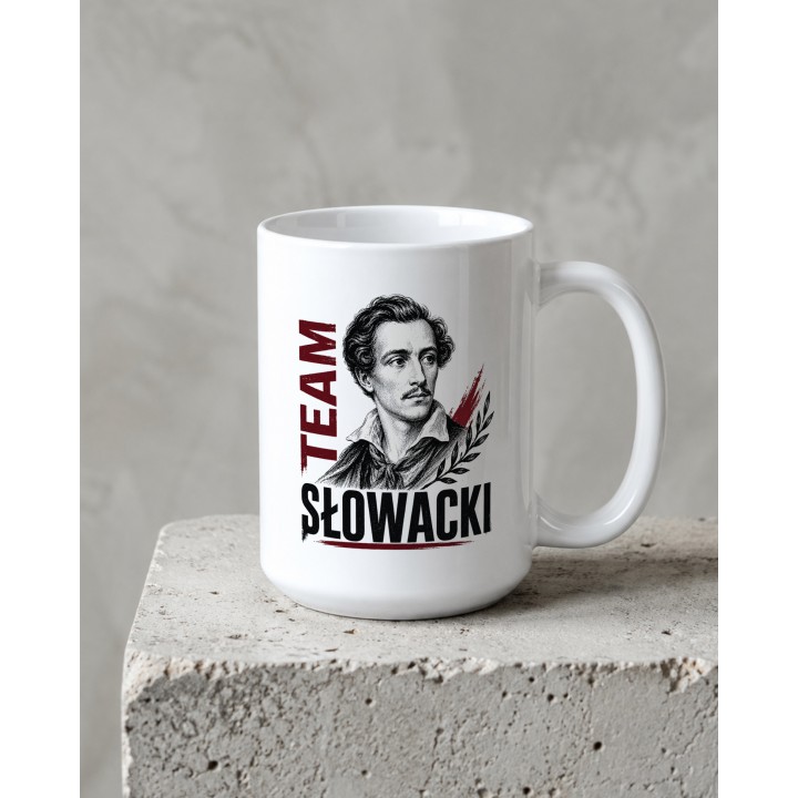 Śmieszny kubek z Juliuszem Słowackim dla polonisty