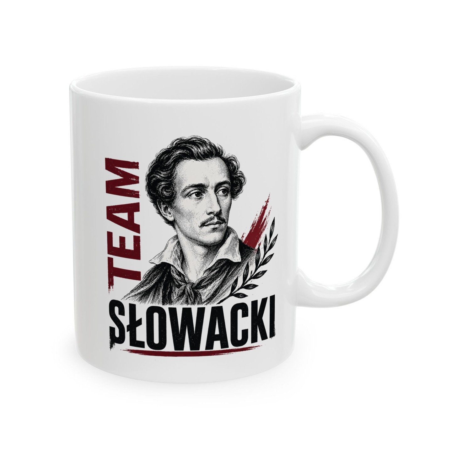 Kubek z nadrukiem Team Słowacki i portretem Juliusza Słowackiego