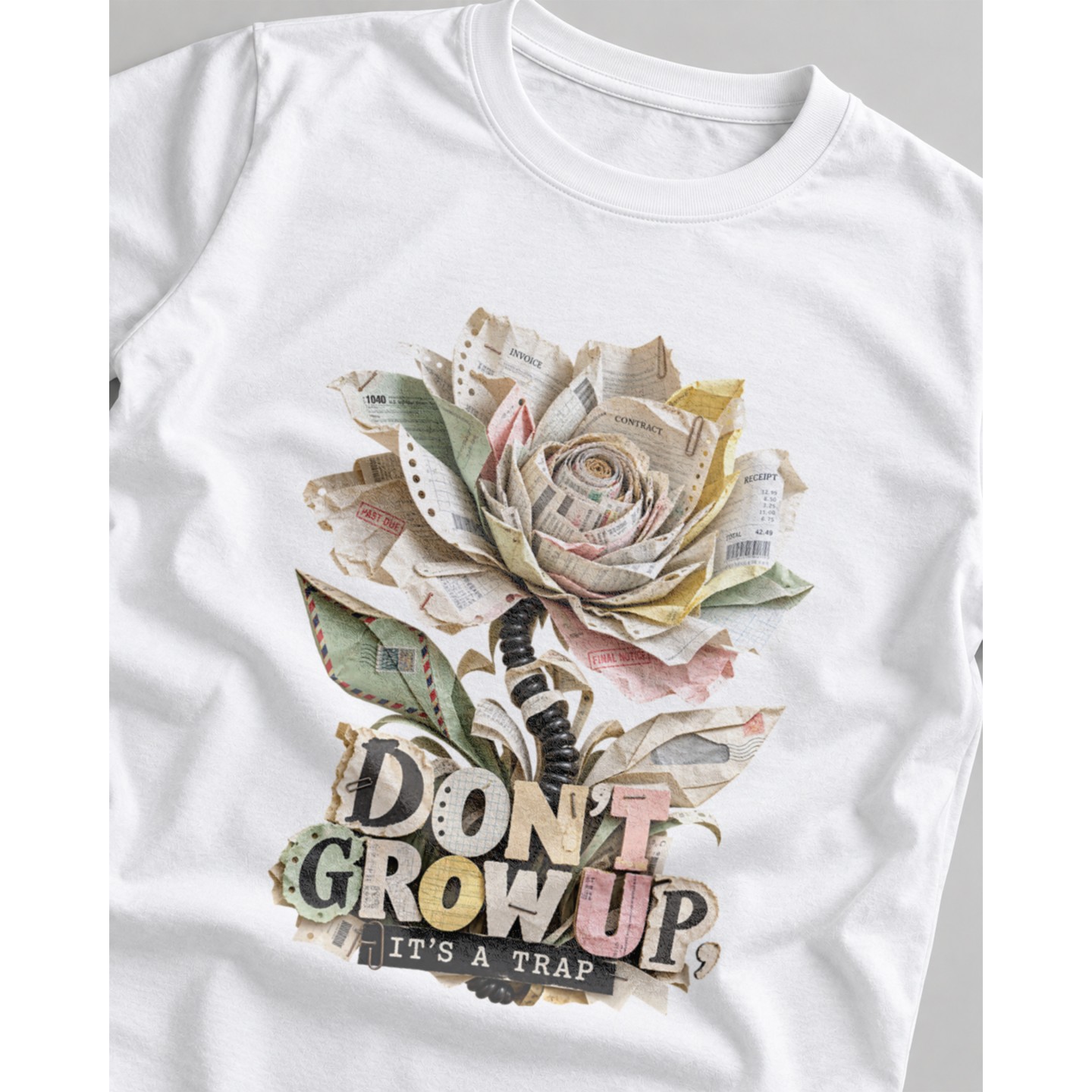 Koszulka z nadrukiem Don't Grow Up It's A Trap – Damska fit biała