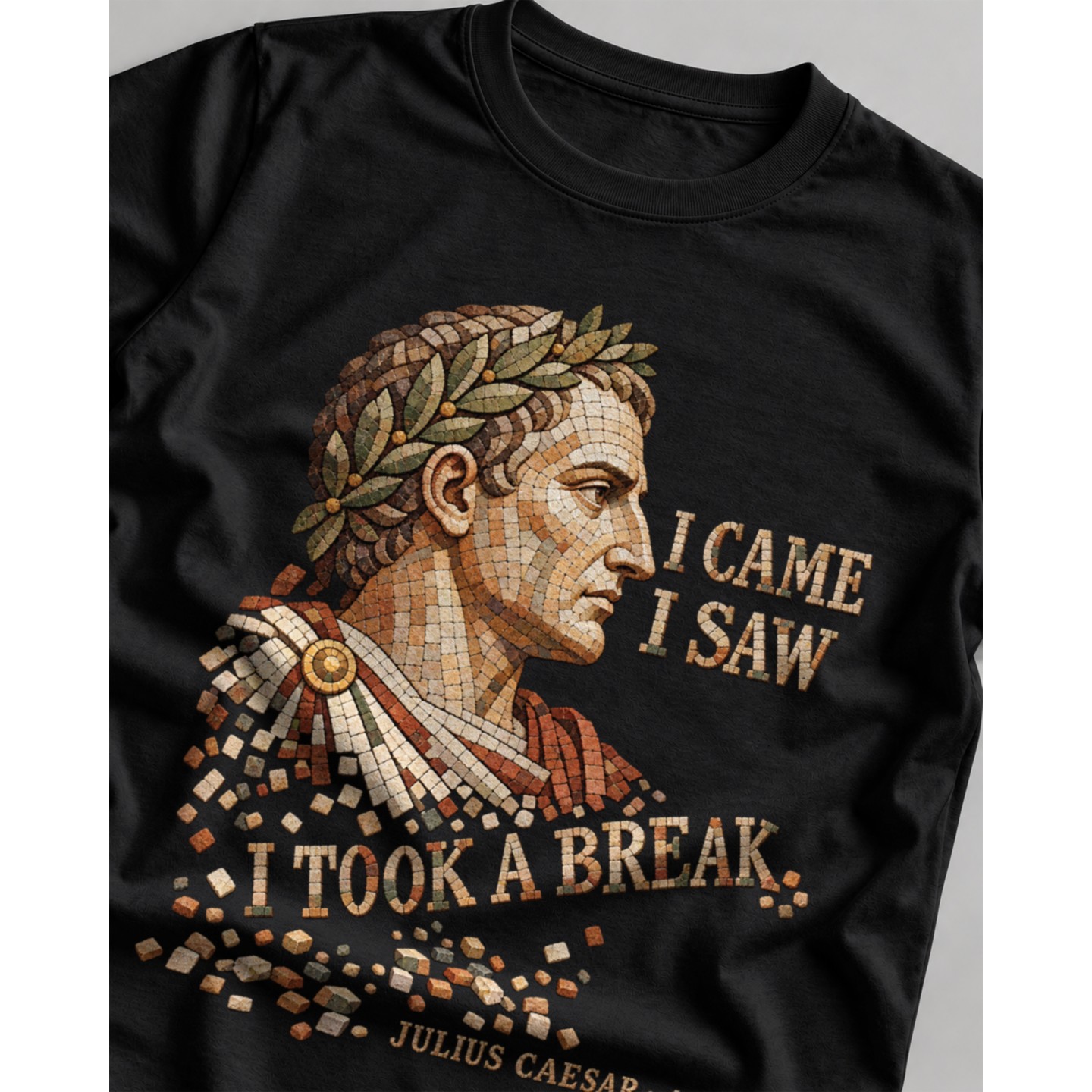 Koszulka z nadrukiem Julius Caesar I came I saw I took a break – Damska Fit Czarna