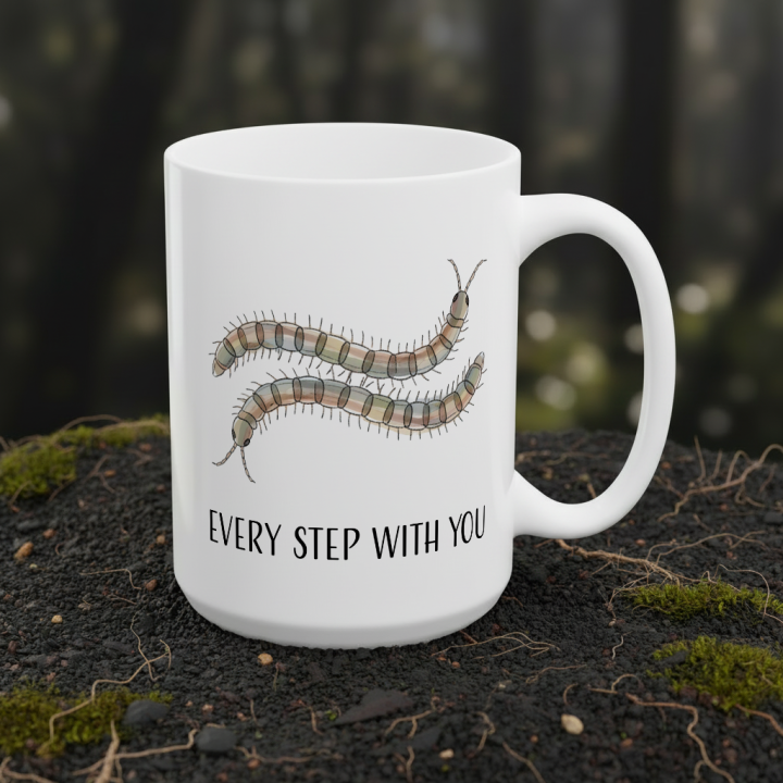 Kubek „EVERY STEP WITH YOU” – stonogi, romantyczny żart