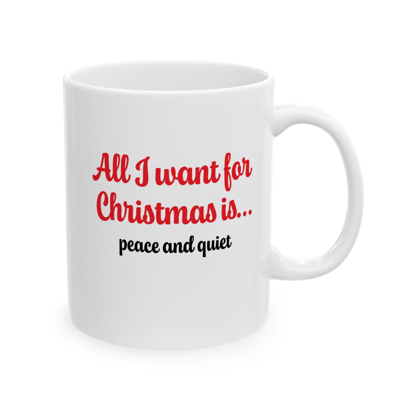Kubek świąteczny z napisem All I want for Christmas is peace and quiet