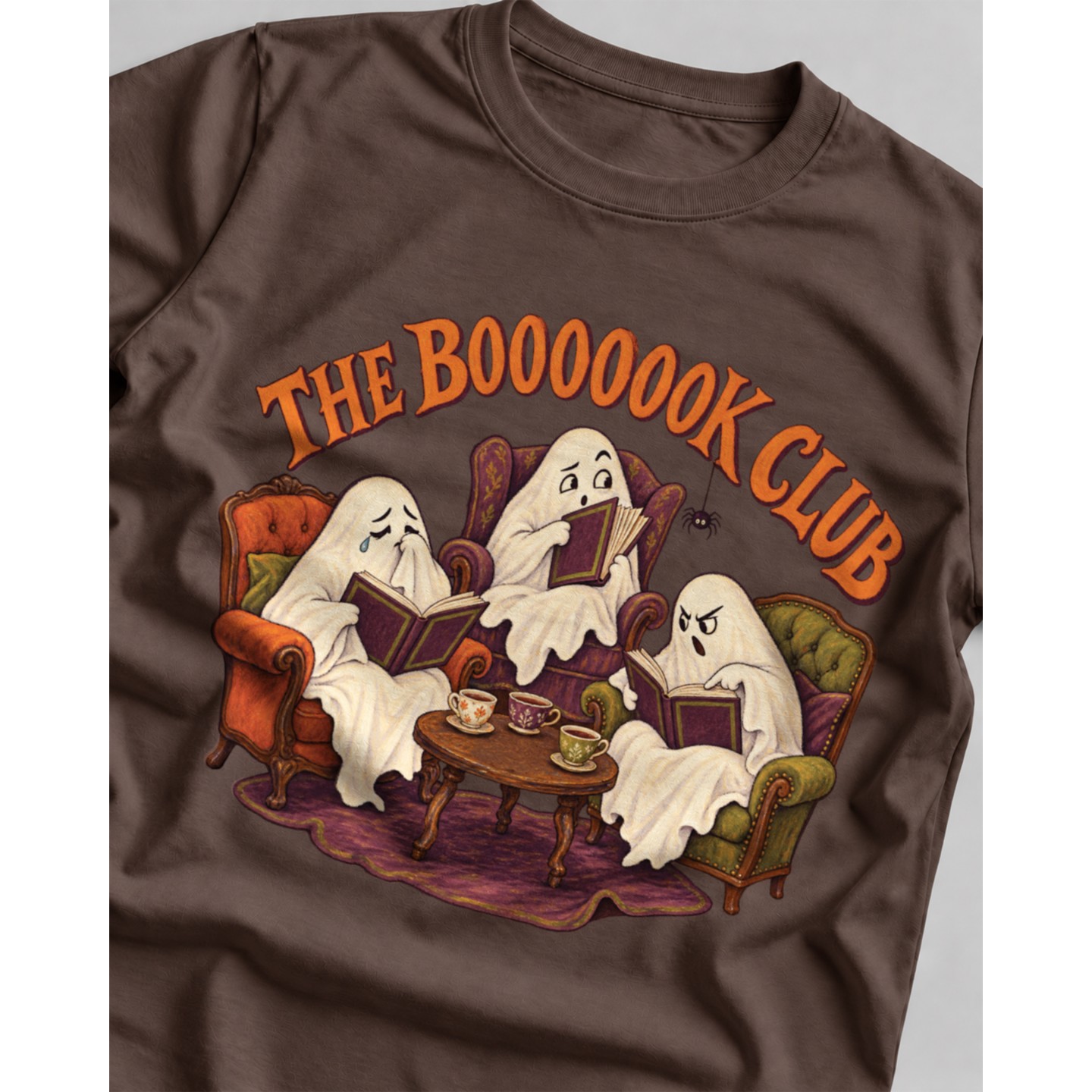 Koszulka z nadrukiem The Boooook Club z duchami czytającymi książki