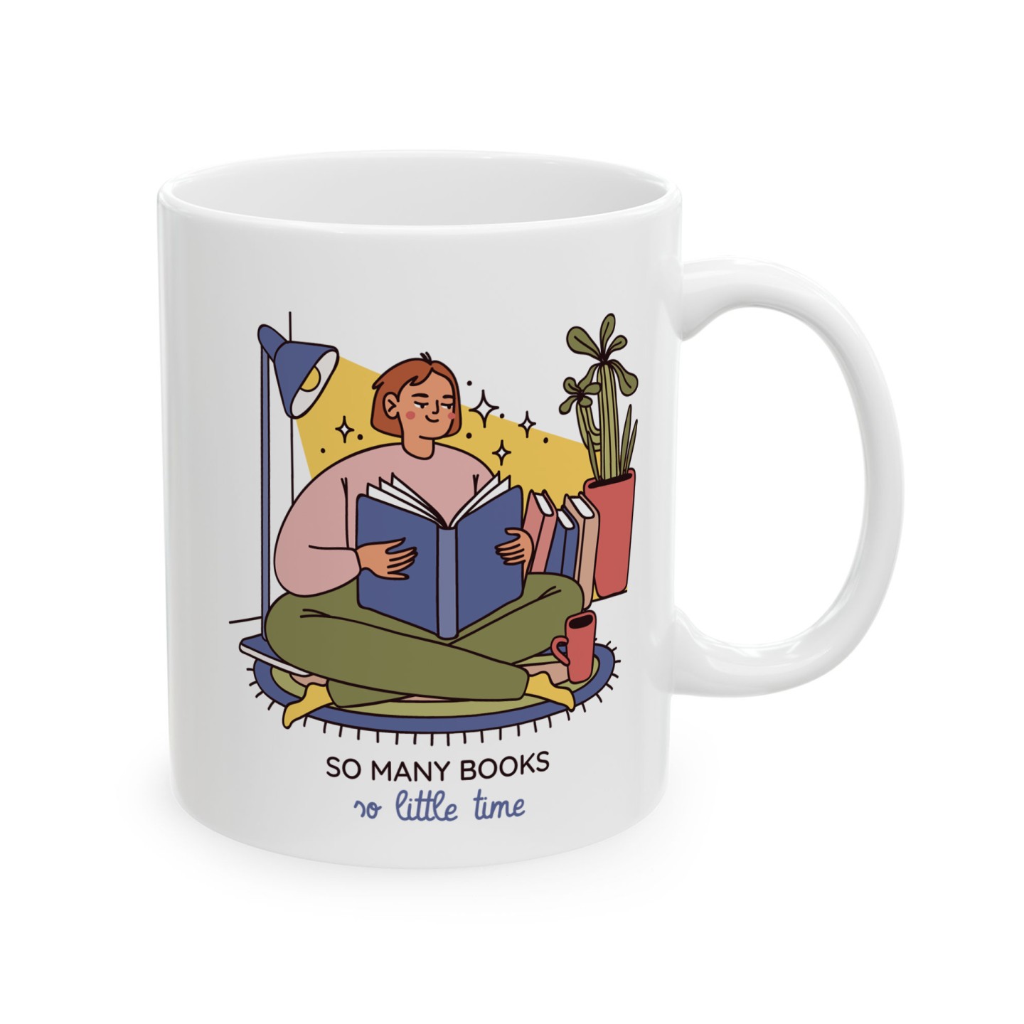 Kubek dla mola książkowego z napisem So many books so little time