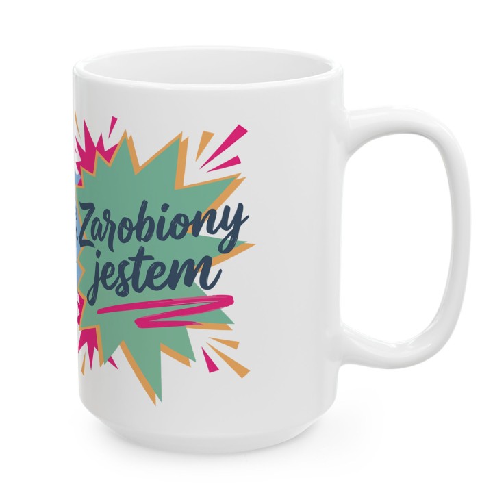 Kubek z nadrukiem „Nie znam się, nie wiem – zarobiony jestem” | humor, autoironia