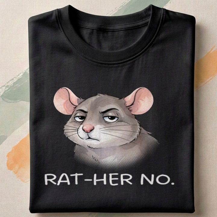 T-shirt z zabawnym gryzoniem i napisem Rat-her no