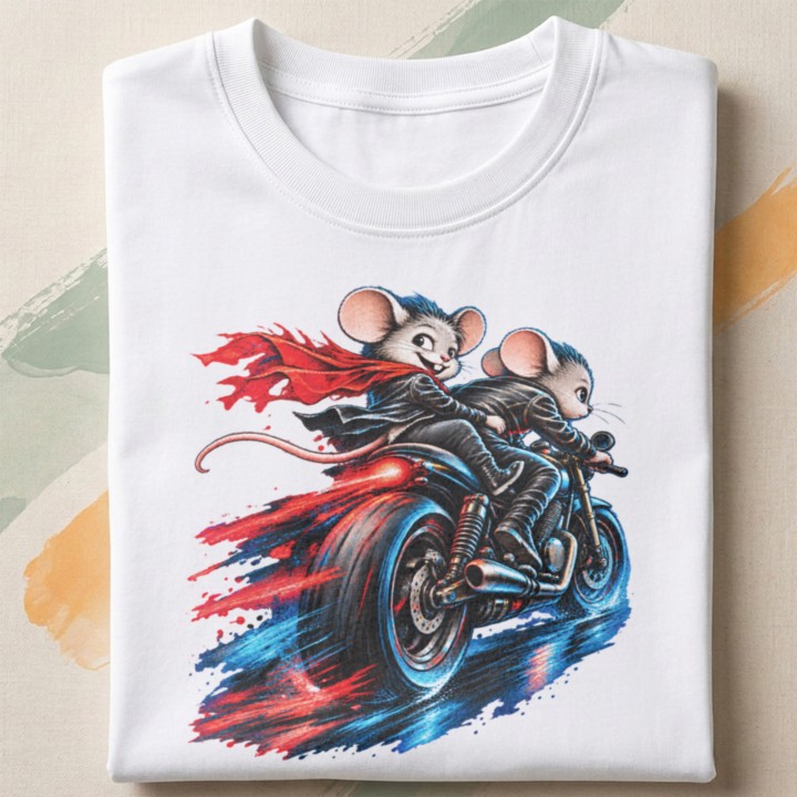 Koszulka z motocyklowym nadrukiem zwierzęcym