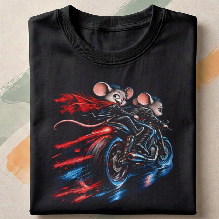 Koszulka z grafiką myszy w kurtkach motocyklowych