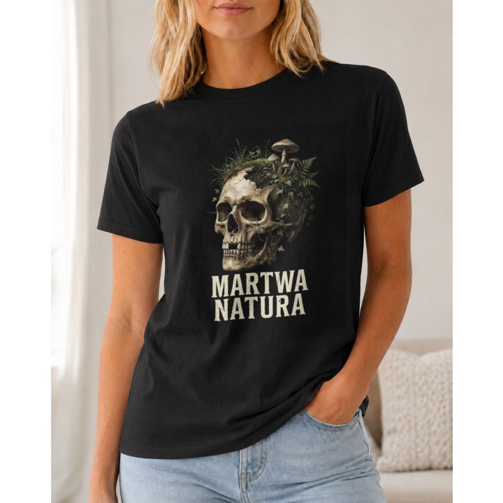 Koszulka botaniczna z czaszką i roślinnością leśną