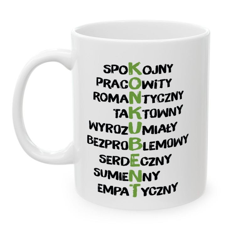 Kubek z nadrukiem KONKUBENT - śmieszny prezent dla chłopaka w nieformalnym związku