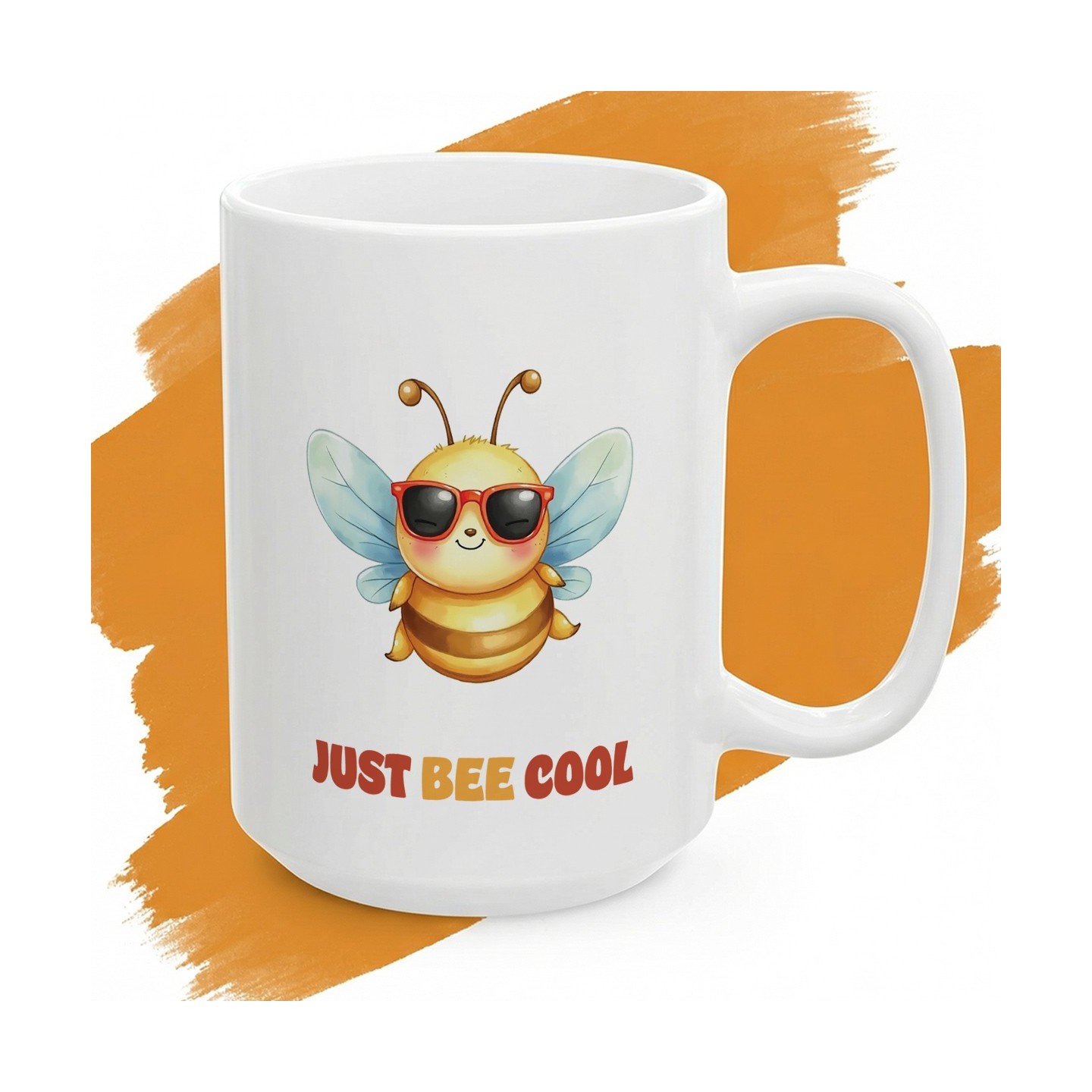 Kubek z nadrukiem „Just Bee Cool” – pszczółka na chillku