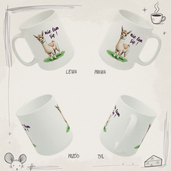 Kubek z nadrukiem „Nie lam się!” – lama, zabawny napis, humor