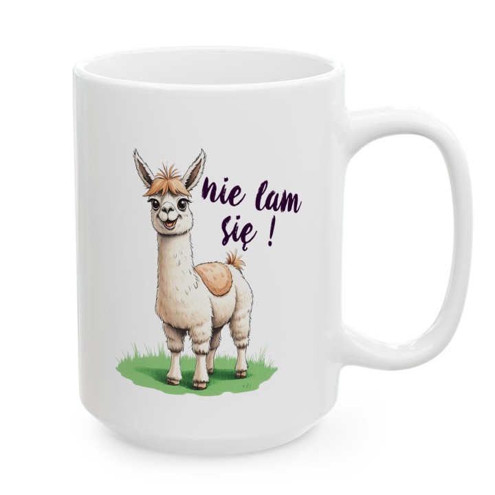 Kubek z nadrukiem „Nie lam się!” – lama, zabawny napis, humor