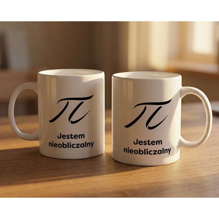 Kubek π Jestem nieobliczalny – prezent dla matematyka z poczuciem humoru | Żart matematyczny