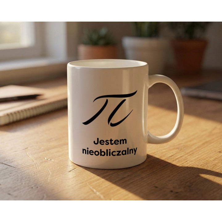 Kubek π Jestem nieobliczalny – prezent dla matematyka z poczuciem humoru | Żart matematyczny