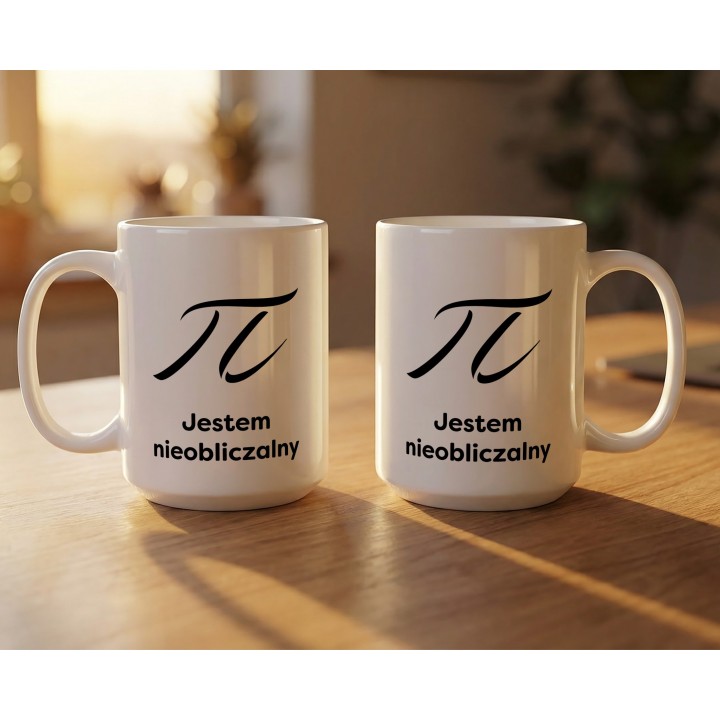 Kubek π Jestem nieobliczalny – prezent dla matematyka z poczuciem humoru | Żart matematyczny