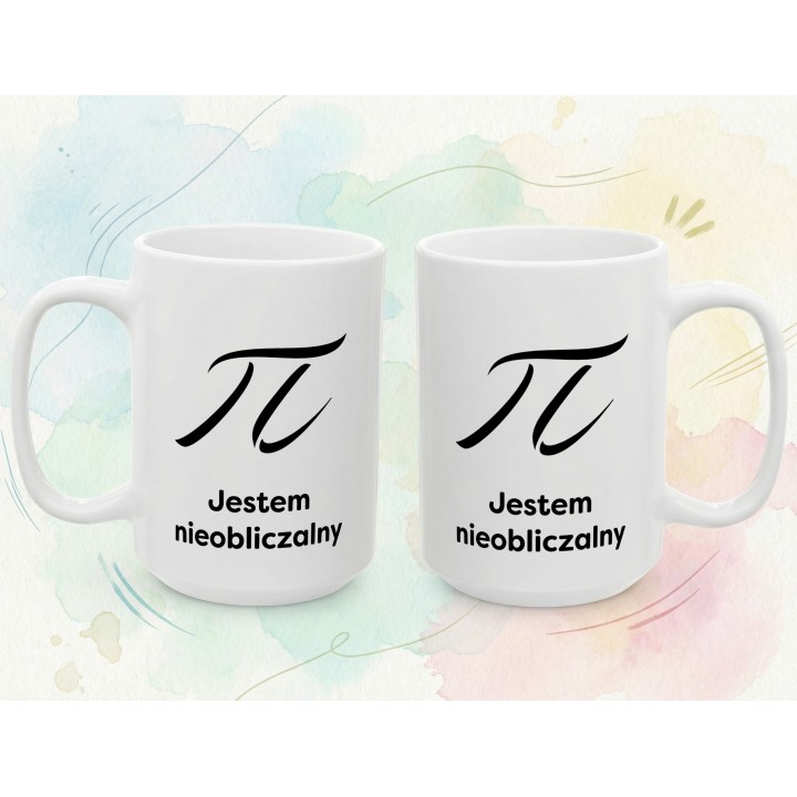 Kubek π Jestem nieobliczalny – prezent dla matematyka z poczuciem humoru | Żart matematyczny