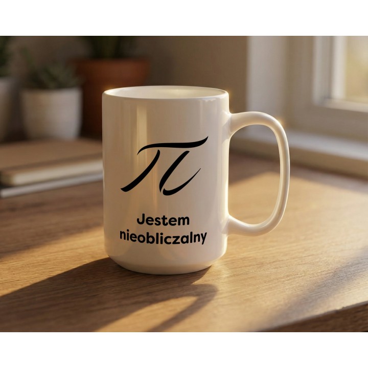 Kubek π Jestem nieobliczalny – prezent dla matematyka z poczuciem humoru | Żart matematyczny