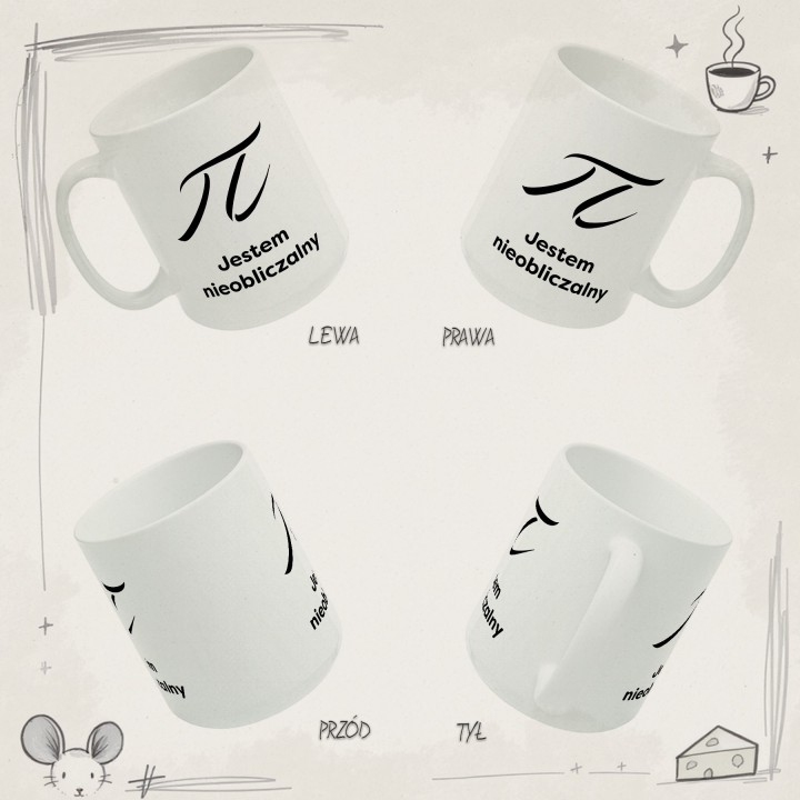 Kubek π Jestem nieobliczalny – prezent dla matematyka z poczuciem humoru | Żart matematyczny