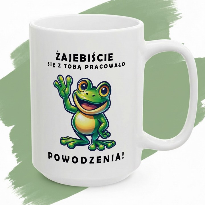 Kubek Żajebiście się z Tobą pracowało – prezent pożegnalny dla kolegi z pracy | Żabka powodzenia