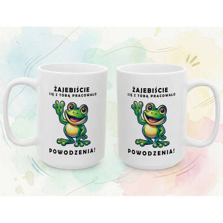 Kubek Żajebiście się z Tobą pracowało – prezent pożegnalny dla kolegi z pracy | Żabka powodzenia