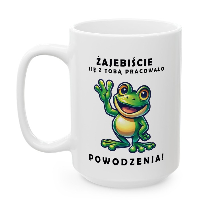 Kubek Żajebiście się z Tobą pracowało – prezent pożegnalny dla kolegi z pracy | Żabka powodzenia