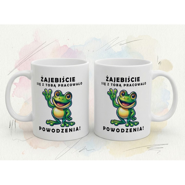 Kubek Żajebiście się z Tobą pracowało – prezent pożegnalny dla kolegi z pracy | Żabka powodzenia