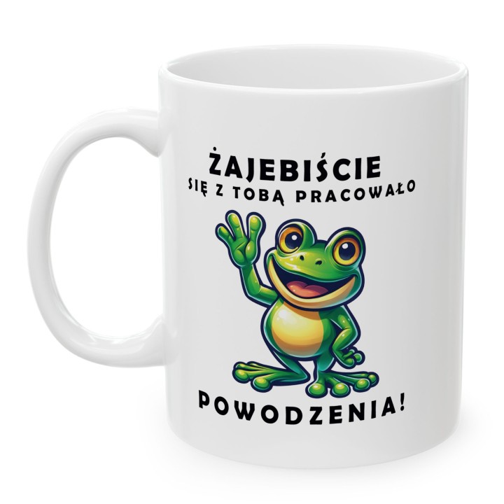 Kubek Żajebiście się z Tobą pracowało – prezent pożegnalny dla kolegi z pracy | Żabka powodzenia