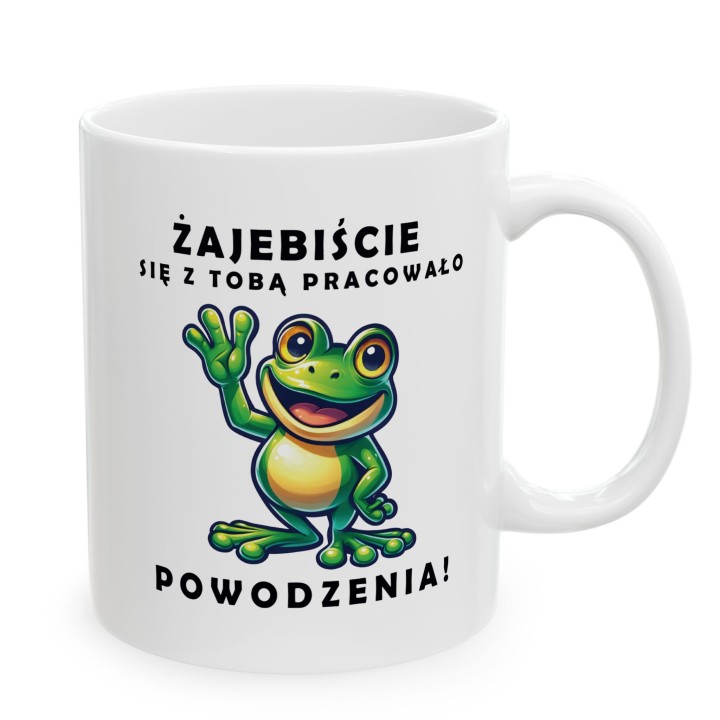 Kubek Żajebiście się z Tobą pracowało – prezent pożegnalny dla kolegi z pracy | Żabka powodzenia