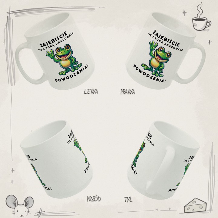 Kubek Żajebiście się z Tobą pracowało – prezent pożegnalny dla kolegi z pracy | Żabka powodzenia