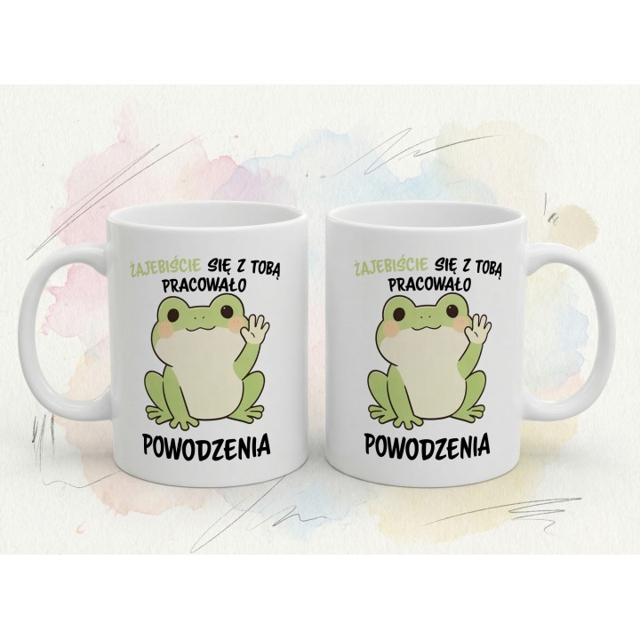 Kubek Żajebiście się z Tobą pracowało – prezent pożegnalny z żabką kawaii | Dla kolegi koleżanki z pracy