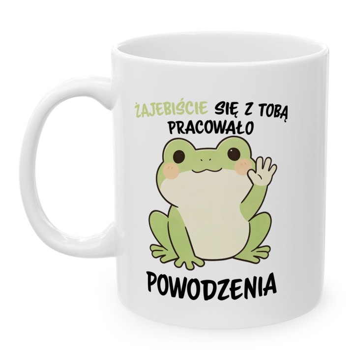 Kubek Żajebiście się z Tobą pracowało – prezent pożegnalny z żabką kawaii | Dla kolegi koleżanki z pracy