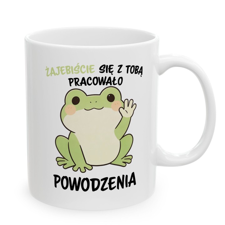 Kubek Żajebiście się z Tobą pracowało – prezent pożegnalny z żabką kawaii | Dla kolegi koleżanki z pracy